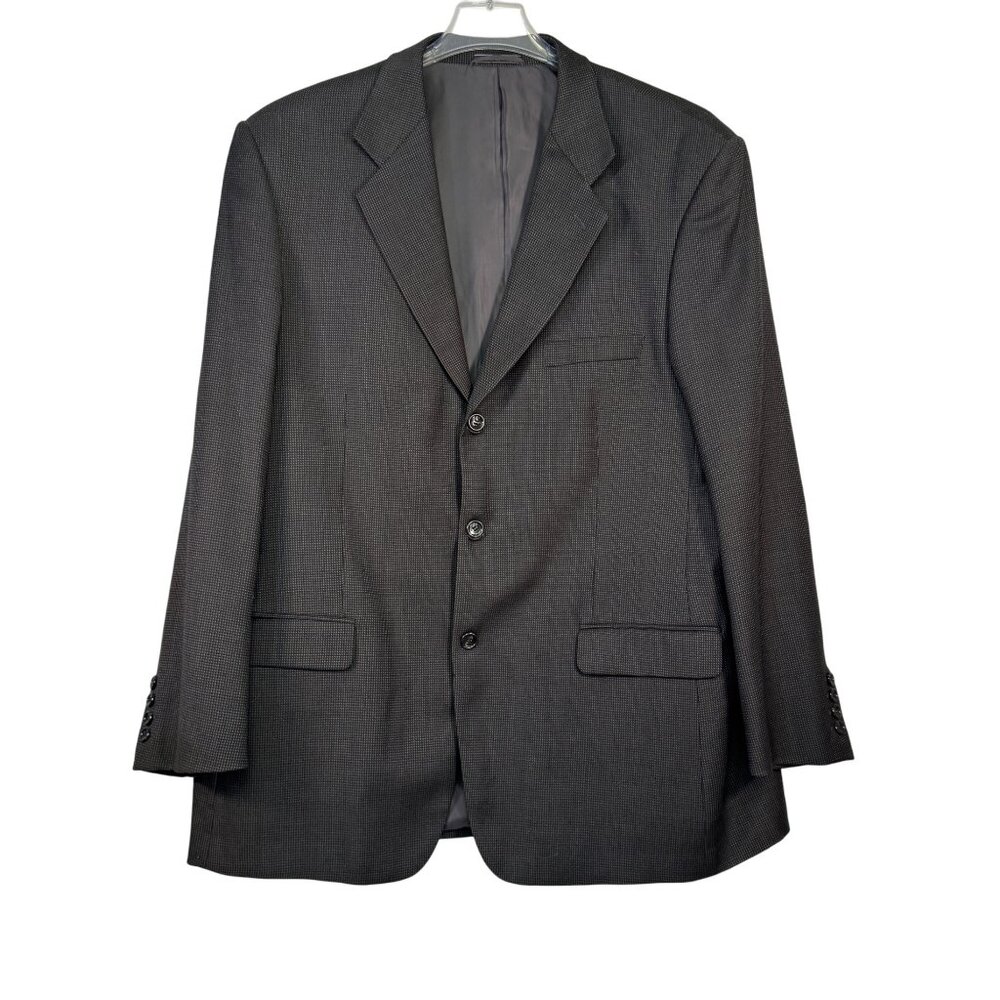 Naldini Mens Hand-Tailored Black Wool Blazer Super 120s Two-Button Size 42R